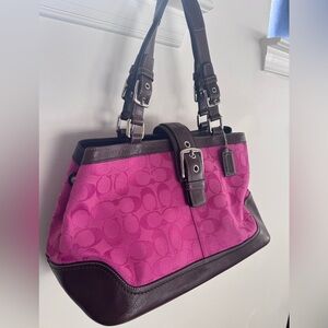 Vintage Coach Fuchsia Hot Pink and Dark Brown Shoulder Bag y2k!